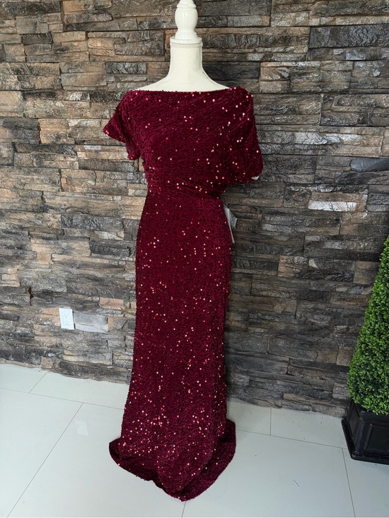 Wear Your Love Dresses & Skirts - Elegant Sequin Off-Shoulder Evening Gown - Burgundy